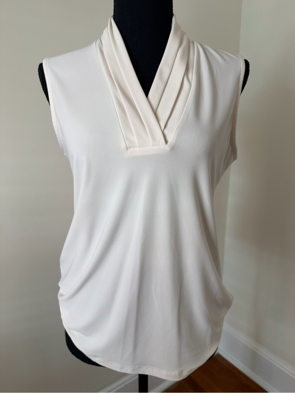 Anne Klein Sleeveless V-Neck Drape Top - Ivory